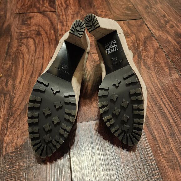 AllSaints Boots Womens 7.5 Grey Suede Sarris Bootie Platform Heel Pull-on - Picture 6 of 9